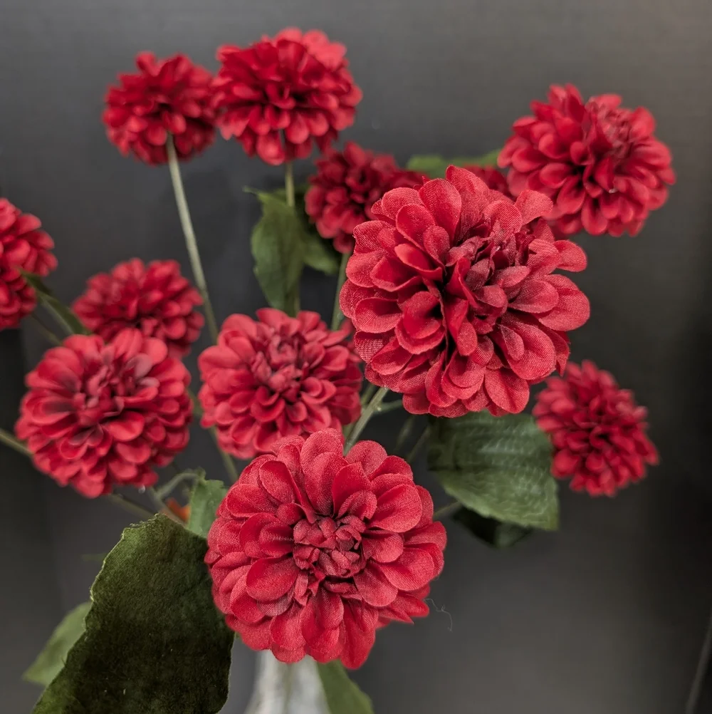 Dark Red Dahlia Stems Ashland Michaels Scarlet Faux Floral Scarlet Flowers